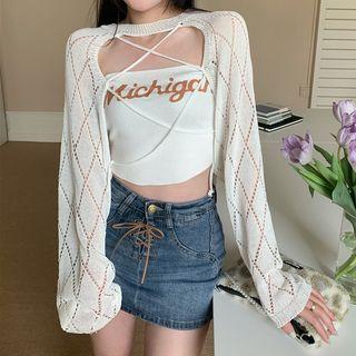 Knit Shrug / Lettering Tube Top