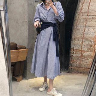 Long-sleeve A-line Midi Dress / Shawl