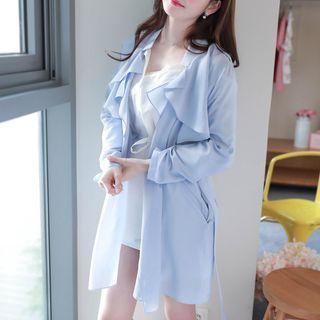Draped Chiffon Trench Jacket