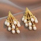 Faux Pearl Dangle Earring 1 Pair - Silver Pin - Gold - One Size