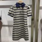 Short-sleeve Argyle Print Mini Polo Shirt Dress
