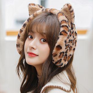 Leopard Print Cat Ear Faux Fur Earmuffs