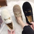 Furry Snaffle Low-heel Loafers
