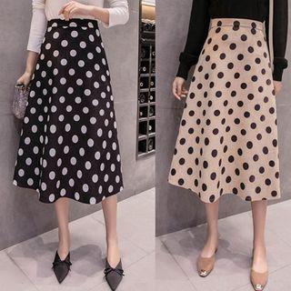 High-waist Polka Dot Suede Skirt