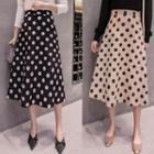 High-waist Polka Dot Suede Skirt