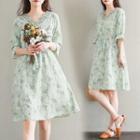 Floral Lace Semi-sleeve Dress