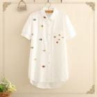 Fish Embroidered Short Sleeve Shirt