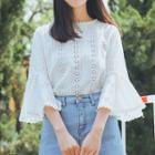 Bell 3/4-sleeve Chiffon Top