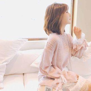 Bell Sleeve Lace Knit Top