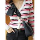 Chain-strap Hobo Bag With Pouch Black - One Size