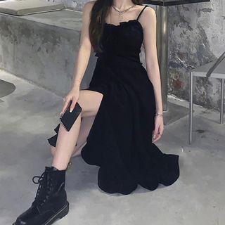 Strappy Midi A-line Dress / Denim Jacket