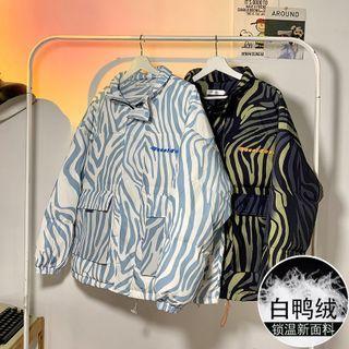 Zebra Print Lettering Jacket