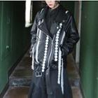Faux-leather Lace-trim Jacket