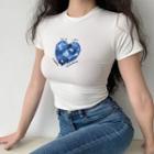 Round-neck Heart Short-sleeve T-shirt