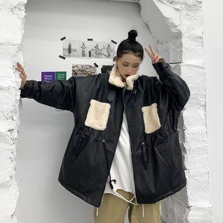 Faux Leather Fleece Jacket
