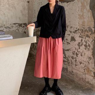 Button-up Jacket / A-line Midi Skirt