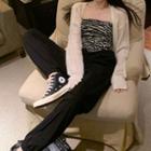 Strapless Zebra Print Top / Cardigan / Cropped Harem Pants