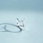 925 Sterling Silver Deer Horn Open Ring 9 - 925 Silver - Silver - One Size