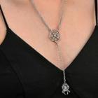 Layered Spider Necklace Silver - One Size