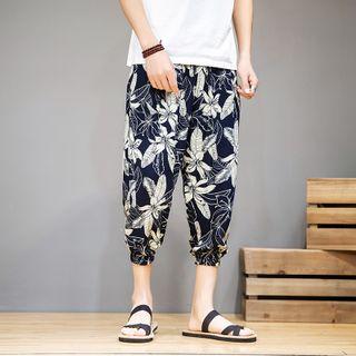 Flower Print Cropped Jogger Pants