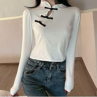 Knot Button Long-sleeve T-shirt