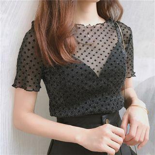 Dotted Short Sleeve Mesh T-shirt