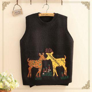 Deer V-neck Knit Vest