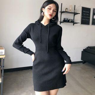 Knit Mini Bodycon Hoodie Dress