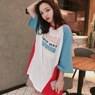 Lettering 3/4-sleeve Raglan T-shirt