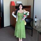 Cardigan / Sleeveless Floral A-line Dress