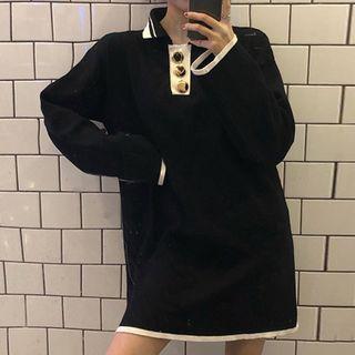 Color-block Knitted Mini Dress As Shown In Figure - One Size