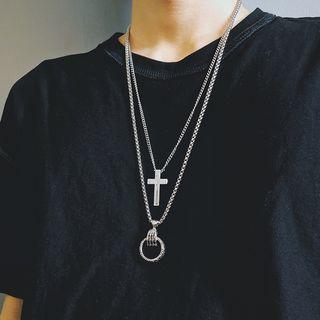 Ring Chain Necklace / Cross Chain Necklace / Set