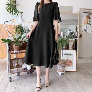 [lovb] Flutter-sleeve Long Swing Dress