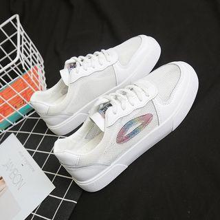 Sequined Faux Leather Sneakers
