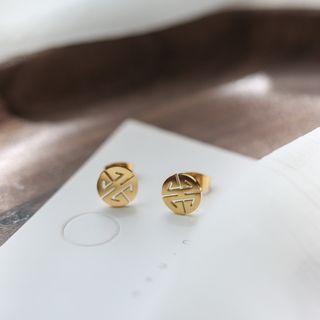 Pattern Metal Ear Stud Gold - One Size