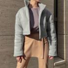 Cropped Stand Collar Button Jacket