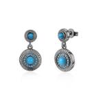Elegant Vintage Geometric Round Turquoise Earrings Silver - One Size