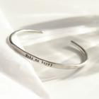 Lettering Sterling Silver Open Bangle Make Me Happy - Silver - One Size