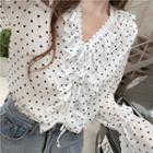 Bell-sleeve Heart Pattern Blouse As Shown In Figure - One Size