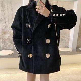 Button Accent Tweed Coat