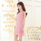 Lips Print Sleeveless A-line Mini Dress