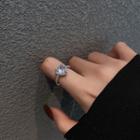 Heart Rhinestone Ring J221 - Silver - One Size