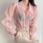 Plain Lapel Long Sleeve Shirt