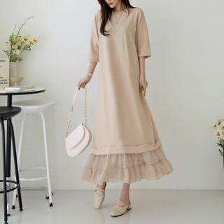 Tiered Chiffon-hem Maxi Dress