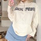 Lettering Half-zip Corduroy Sweatshirt