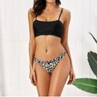 Swim Set: Spaghetti Strap Top + Leopard Print Bottom