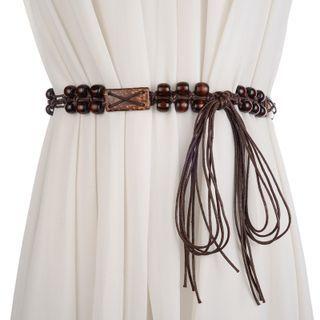 Beaded Waist Belt Brown - One Size