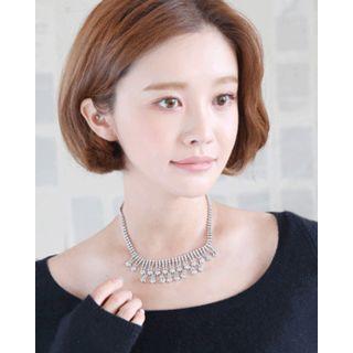 Rhinestone Pav  Fringe Short Necklace