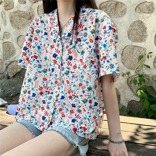 V-neck Floral Top As Shown In Figure - One Size