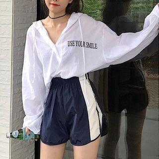 Set: Lettering Hoodie + Two-tone Sweatshorts